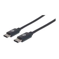 CABLE USB,MANHATTAN,354875,-C V2.0, C-C 2M NEGRO 60W, 480MB