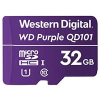 MEMORIA WD PURPLE SC QD101 MICRO SDHC 32GB VIDEOVIGILANCIA 24-7 CLASE 10 U1 LECT 50MB-S ESC 40MB-S WDD032G1P0C