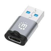 ADAPTADOR,MANHATTAN,356305, USB-C V3.2 GEN1, AM-CH, 5GBPS 3A, ALUMINIO GRIS ESPACIAL-NEGRO