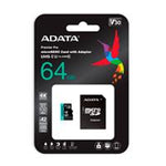 MEMORIA ADATA MICRO SDXC-SDHC 64GB UHS-I 100MB-80MB CLASE 10 V30 A2 C-ADAPTADOR (AUSDX64GUI3V30SA2-RA1)