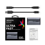 UNIDAD DE ESTADO SOLIDO SSD EXTERNO ADATA SE880 500GB PORTATIL USB 3.2 USB TIPO C GRIS TITANIO WINDOWS MAC LINIX ANDROID PS4-5 XBOX SERIES X S (AELI-SE880-500GCGY)