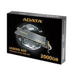 UNIDAD DE ESTADO SOLIDO SSD INTERNO 2TB ADATA LEGEND 800 M.2 2280 NVME PCIE GEN 4X4 LECT. 3500 ESCRIT.2800 MBS PC LAPTOP MINIPC 3DNAND DISIPADOR (ALEG-800-2000GCS)