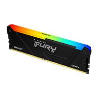 MEMORIA RAM KINGSTON DIMM DDR4 8GB 3200MT-S FURY BEAST BLACK XMP RGB CL16 288PIN 1.35V C-DISIPADOR DE CALOR P-PC-GAMER-ALTO RENDIMIENTO (KF432C16BB2A-8)