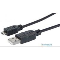 CABLE USB,MANHATTAN,307178, V2 A-MICRO B, BOLSA PVC 1.8M NEGRO