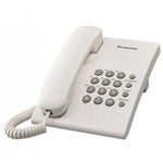 TELEFONO PANASONIC KX-TS500MEW ALAMBRICO BASICO UNILINEA SIN MEMORIAS CONTROL DE VOLUMEN 4 NIVELES REMARCACION ULTIMO NUMERO BLANCO