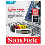 MEMORIA SANDISK 64GB USB 3.0 ULTRA FLAIR METALICA PARA MAC Y WINDOWS 150MB-S SDCZ73-064G-G46