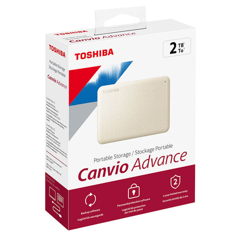 DISCO DURO EXTERNO TOSHIBA 2TB USB 3.2 CANVIO ADVANCE V10 BLANCO (HDTCA20XW3AA)